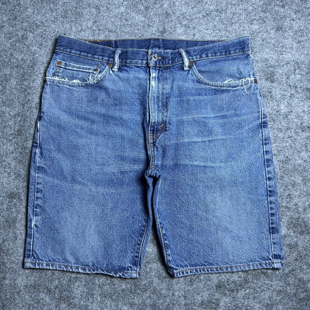 Levi's 505 Regular Fit Denim Shorts Blue Vintage Skater Baggy Size 36 - Picture 2 of 7